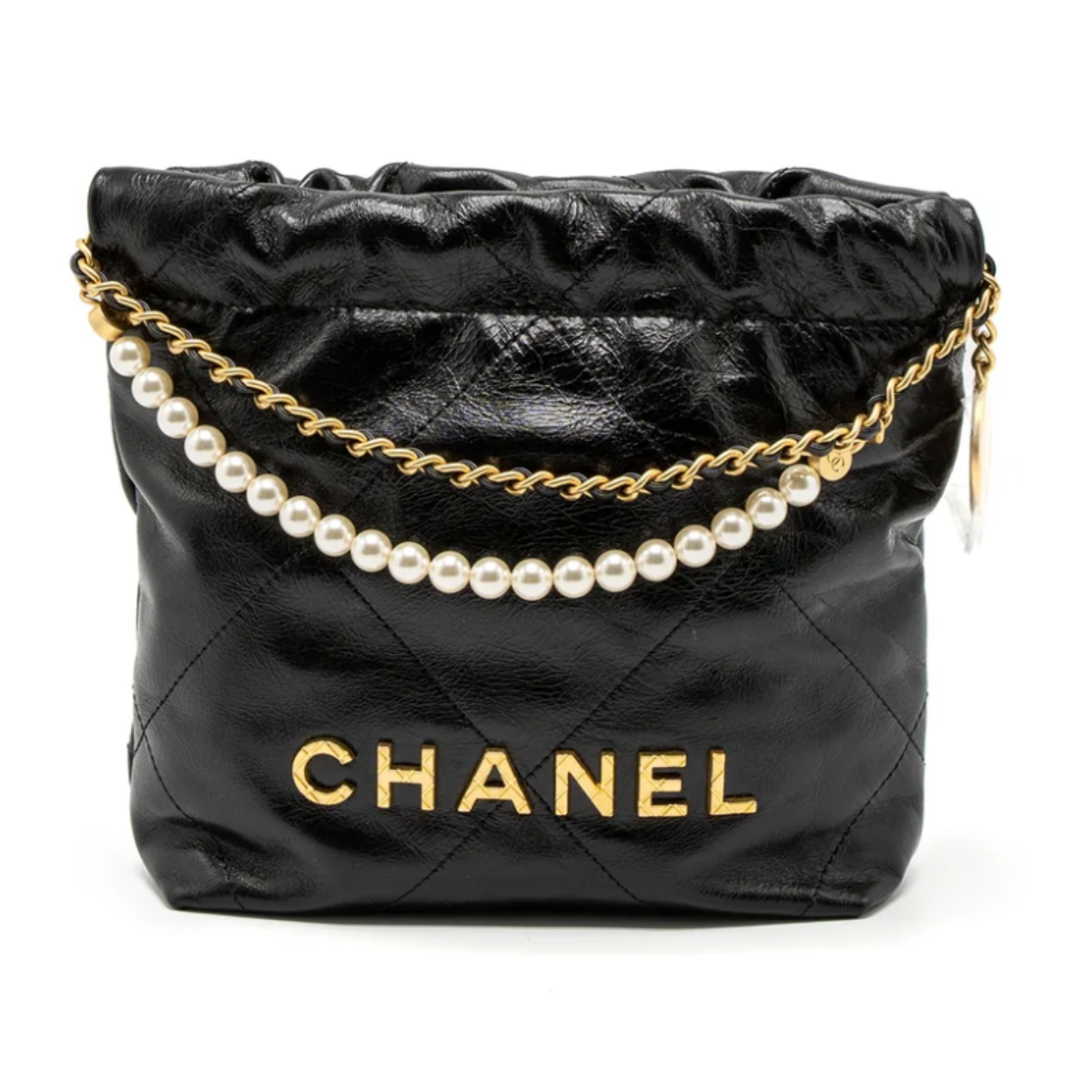 Chanel 23S Mini 22 Bag with Pearl Shiny Calfskin
