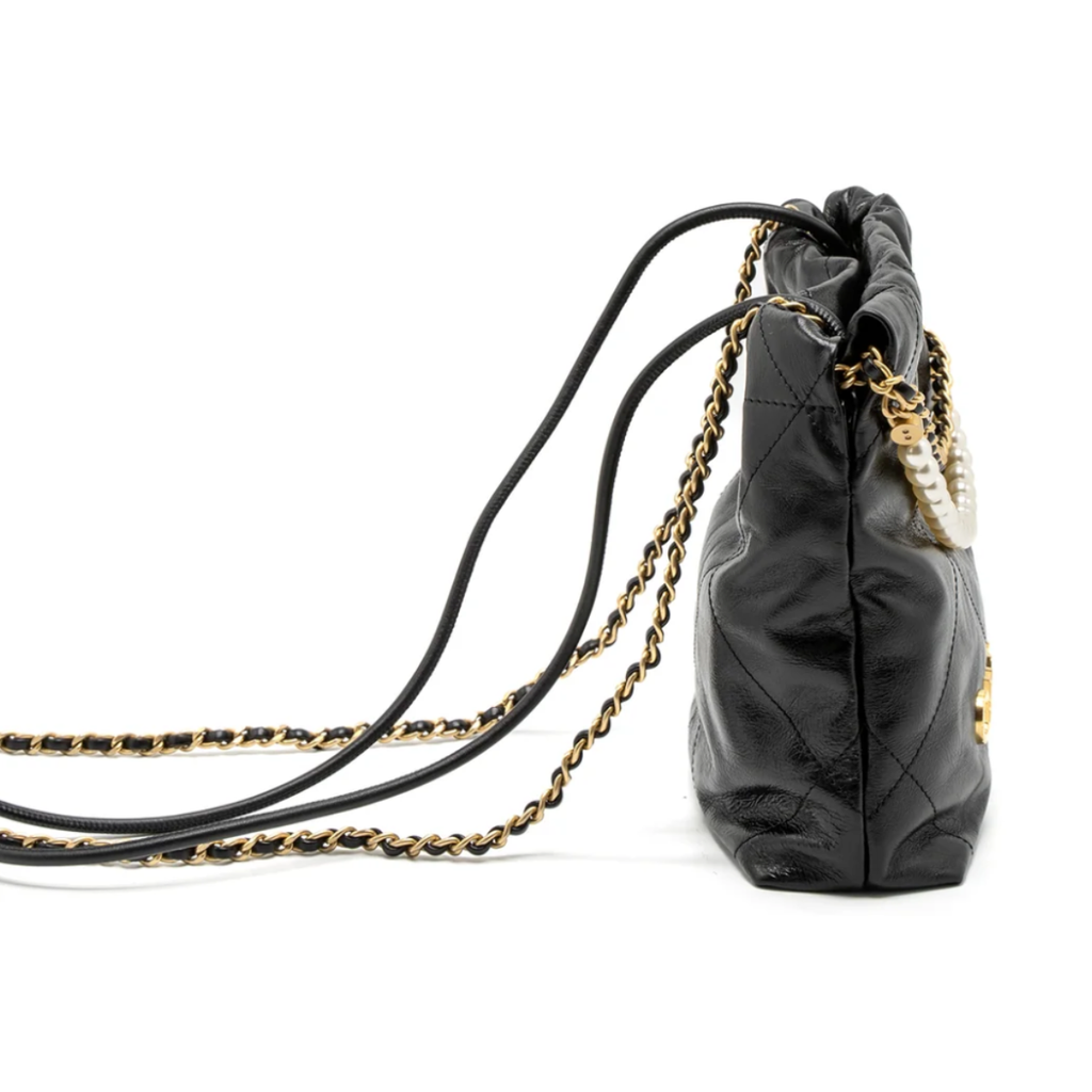 Chanel 23S Mini 22 Bag with Pearl Shiny Calfskin