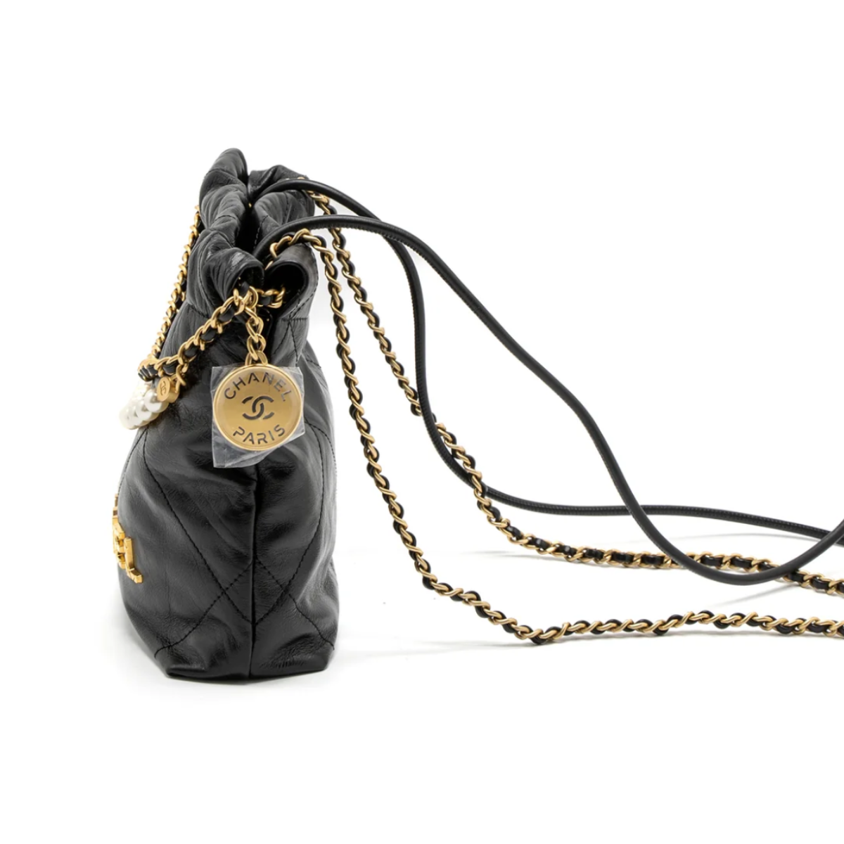 Chanel 23S Mini 22 Bag with Pearl Shiny Calfskin