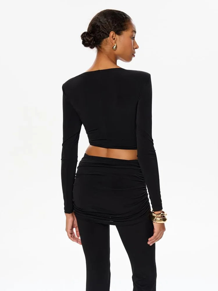 Solid Long Sleeve Two-Piece Streetwear Set