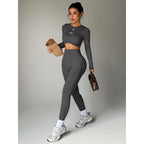 Women’s Long Sleeve Yoga Set – High Waist Fitness Gym Suit