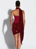 2026 Strapless Sequin Party Dress – Off-Shoulder Bandage Mini Gown