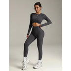 Women’s Long Sleeve Yoga Set – High Waist Fitness Gym Suit