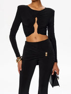 Solid Long Sleeve Two-Piece Streetwear Set