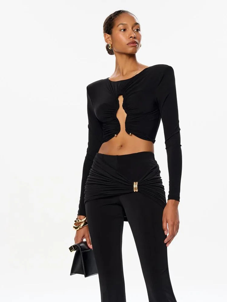 Solid Long Sleeve Two-Piece Streetwear Set