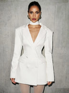 Women’s Double Breasted Blazer Dress – Long Sleeve A-Line Office Style