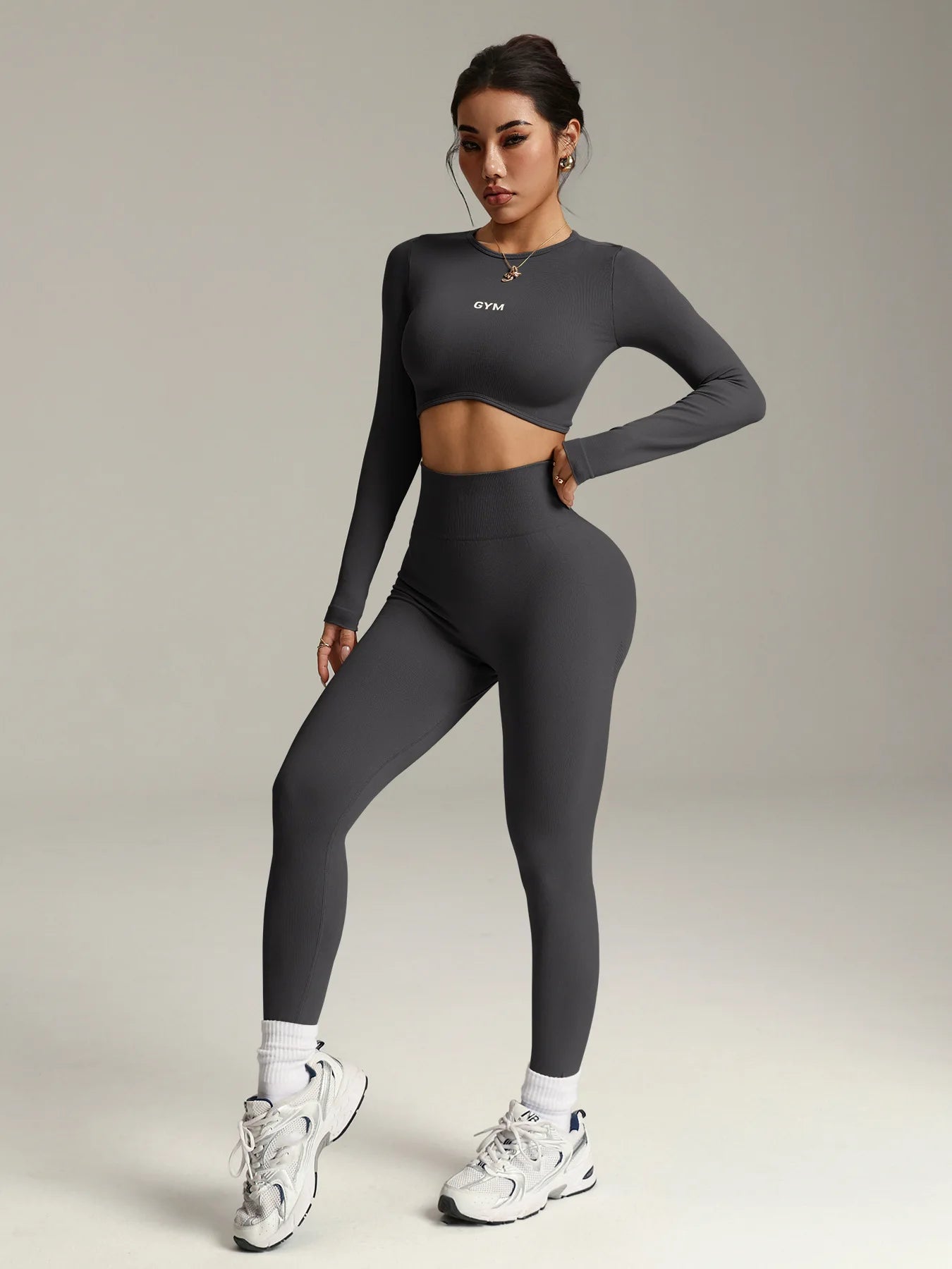 Women’s Long Sleeve Yoga Set – High Waist Fitness Gym Suit