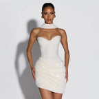 2026 Strapless Sequin Party Dress – Off-Shoulder Bandage Mini Gown