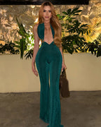 Halter Backless Flared Jumpsuit