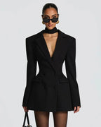 Women’s Double Breasted Blazer Dress – Long Sleeve A-Line Office Style