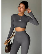 Women’s Long Sleeve Yoga Set – High Waist Fitness Gym Suit