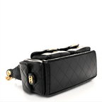 Chanel Shiny Lambskin Quilted Trendy Pockets Hobo Black
