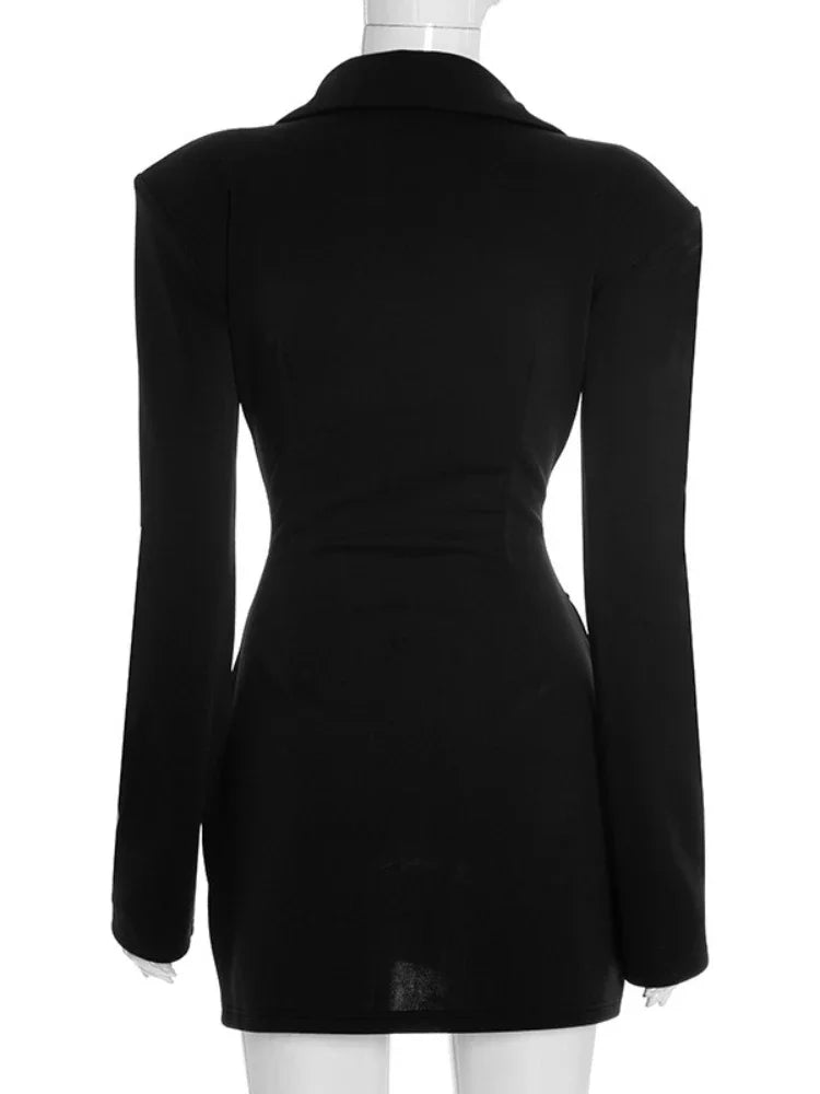 Women’s Double Breasted Blazer Dress – Long Sleeve A-Line Office Style