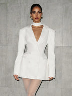 Women’s Double Breasted Blazer Dress – Long Sleeve A-Line Office Style