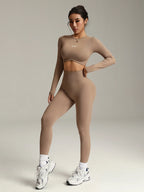 Women’s Long Sleeve Yoga Set – High Waist Fitness Gym Suit