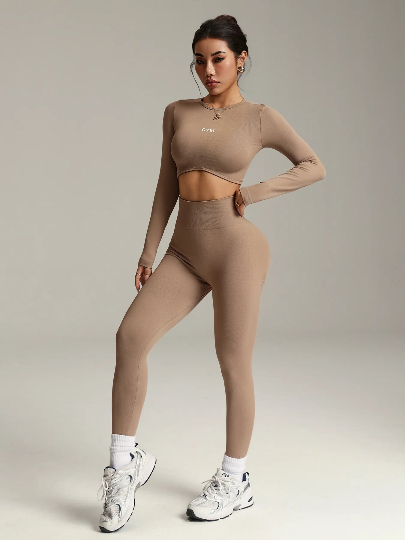 Women’s Long Sleeve Yoga Set – High Waist Fitness Gym Suit